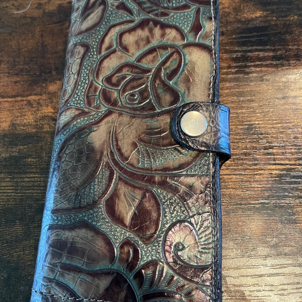 Leather hand tooled small wallet